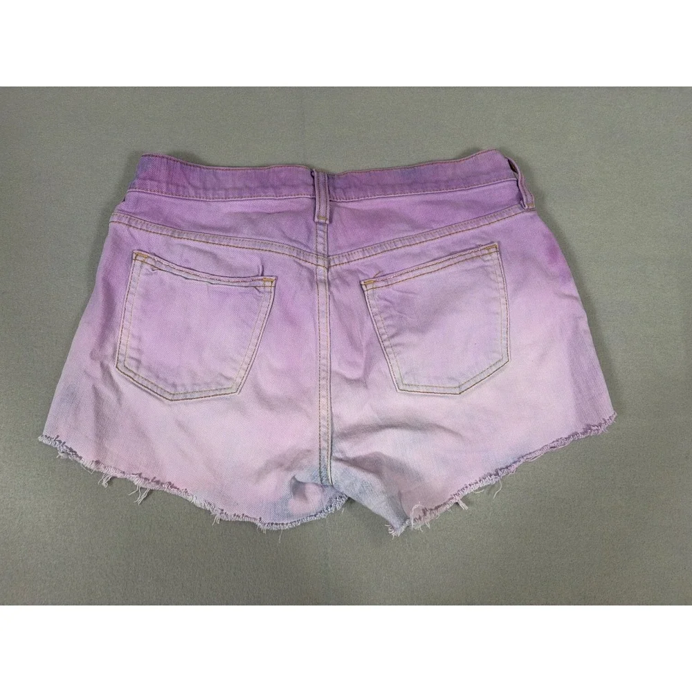 Old Navy OND Purple Acid Wash Cut Off Denim Shorts Women 4 Long Low Rise Stretch